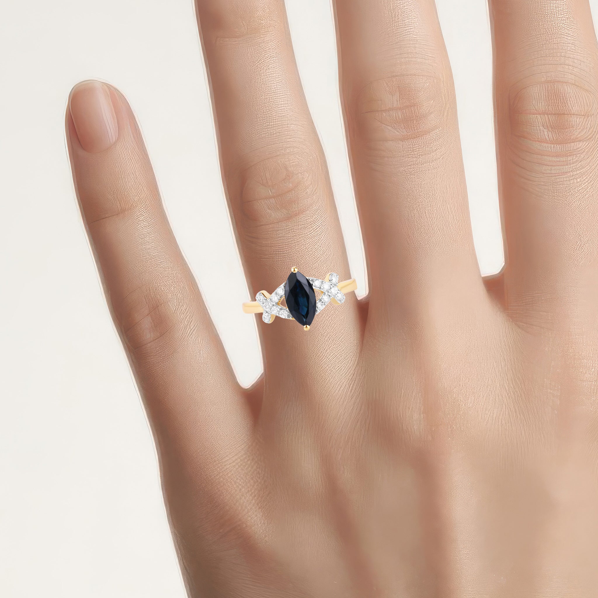 Blue Sapphire Ring With Diamonds 1.46 Carats 14K Yellow Gold