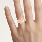Peach Moonstone Ring 5.98 Carats Sterling Silver