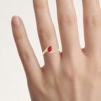 Mozambique Ruby Ring With Diamonds 0.54 Carats 14K Yellow Gold