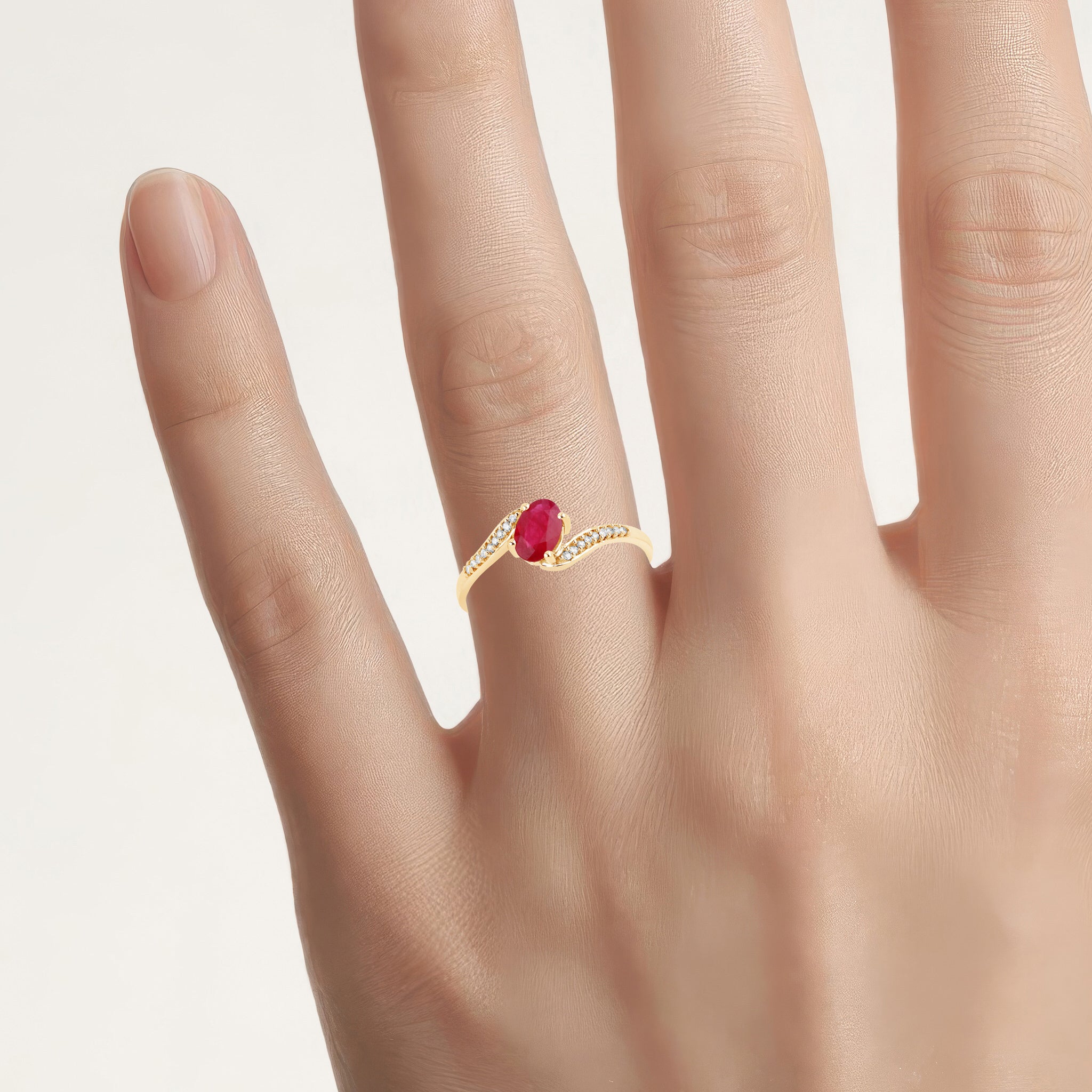 Mozambique Ruby Ring With Diamonds 0.54 Carats 14K Yellow Gold