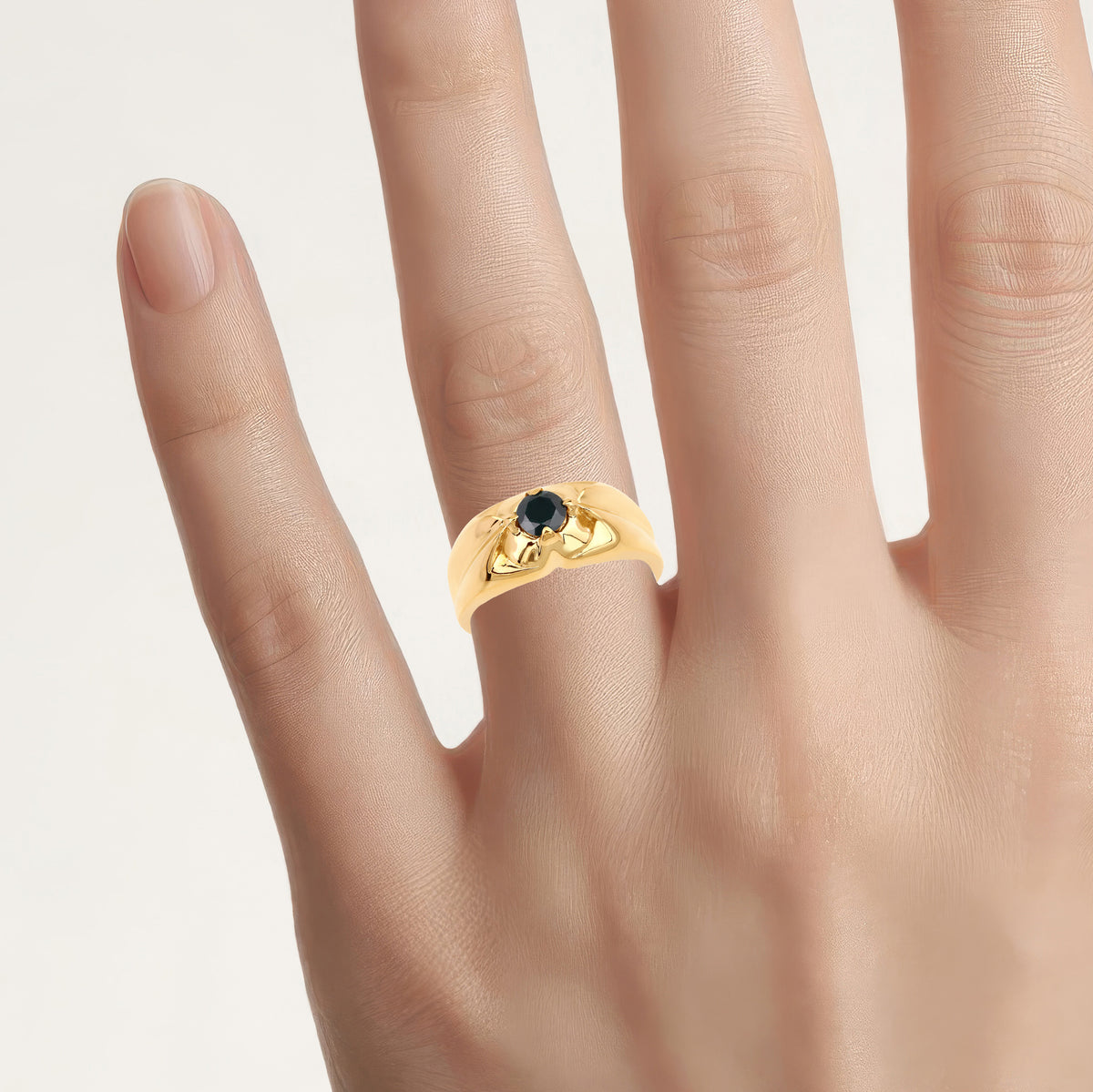 Black Diamond Ring 0.48 Carats Gold Plated Silver