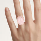 Rose Quartz Ring 15.5 Carats Gold Plated Silver