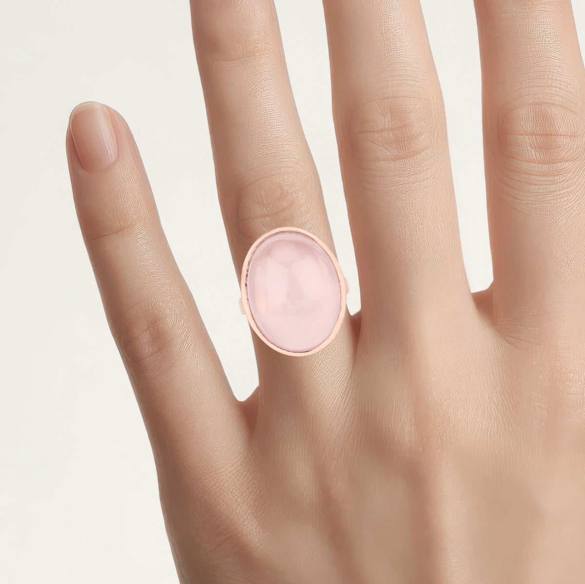 Rose Quartz Ring 15.5 Carats Gold Plated Silver