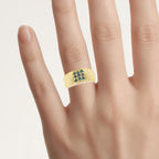Blue Diamond Ring 0.34 Carats Gold Plated Silver