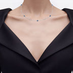 Blue Sapphire Necklace With Diamonds 6.4 Carats Sterling Silver