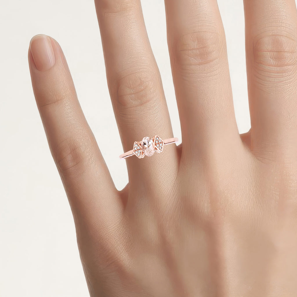 Morganite Ring With Diamonds 0.44 Carats 14K Rose Gold
