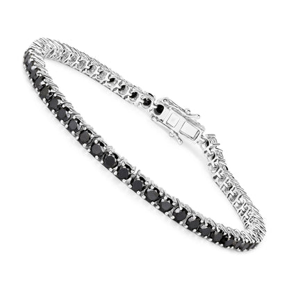 Black Diamond Tennis Bracelet 5.40 Carats Sterling Silver