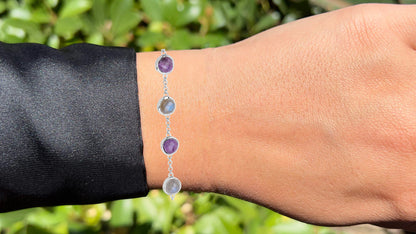 Charoite Bracelet With Labradorite 10.9 Carats Sterling Silver