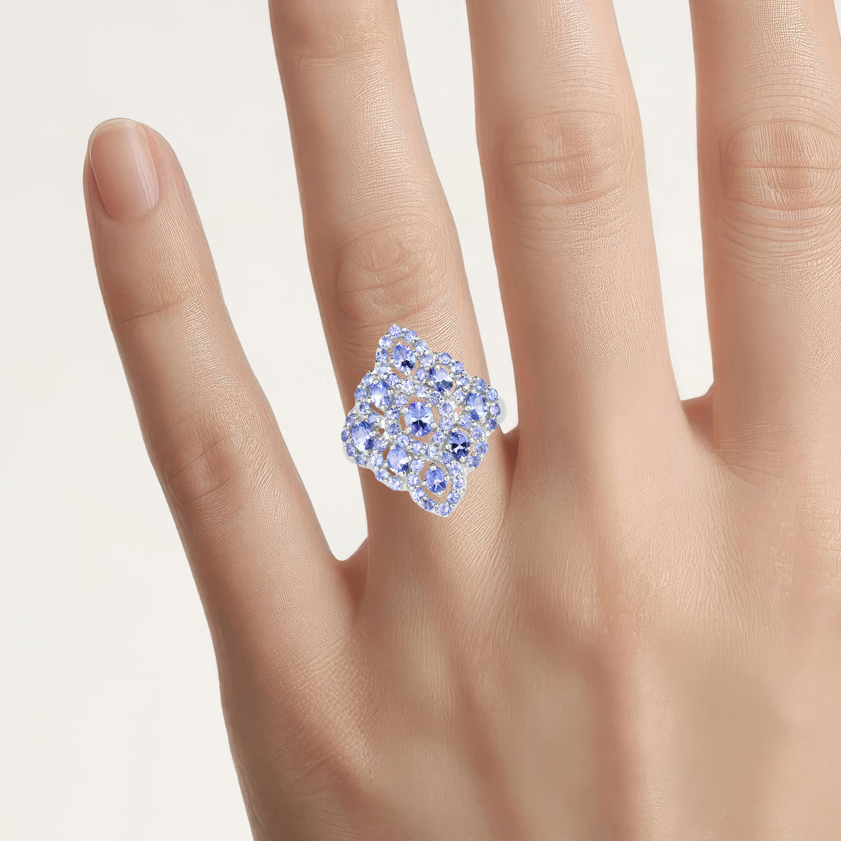 Tanzanite Ring 3.26 Carats Sterling Silver