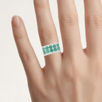 Emerald Ring With White Topaz 1.82 Carats Sterling Silver