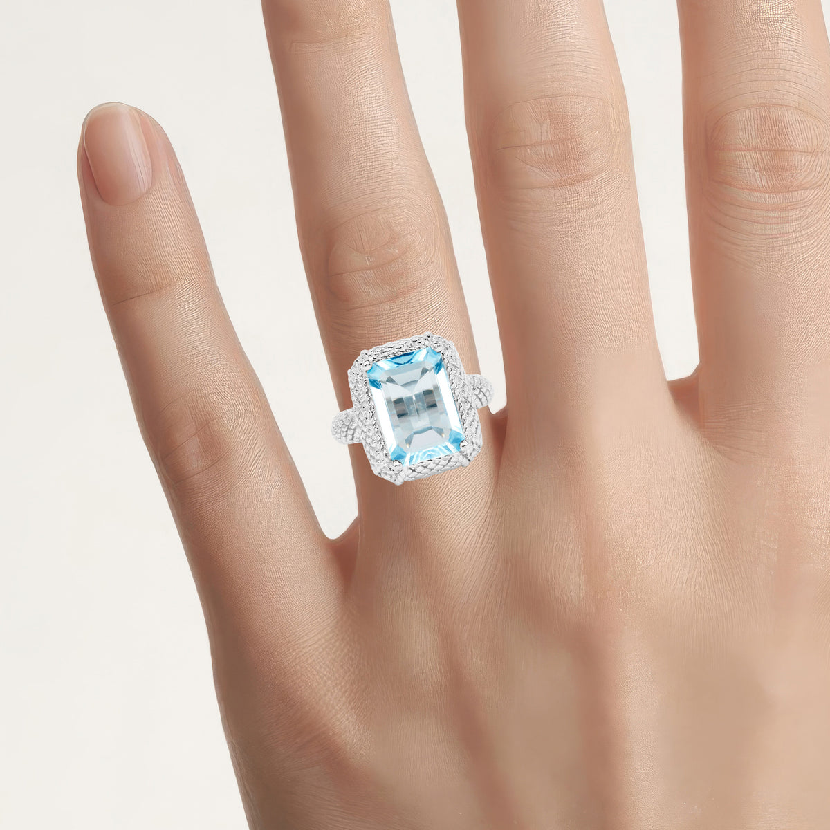 Blue Topaz Ring 9.24 Carats Sterling Silver