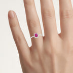 Ruby Ring With Diamonds 0.54 Carats 14K White Gold