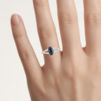 Blue Sapphire Ring With Diamonds 1.46 Carats 14K White Gold