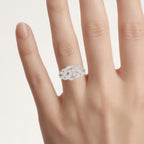 Diamond Knot Ring 0.24 Carats Gold Plated Silver