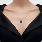 Blue Sapphire Pendant With Diamonds 3.46 Carats 18K Yellow Gold