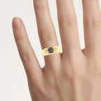 Black Diamond Ring 0.98 Carats Gold Plated Silver