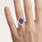 Amethyst Ring With White Topaz 5.52 Carats Sterling Silver