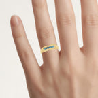 Blue Diamond Ring 0.46 Carats Gold Plated Silver