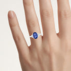 Blue Sapphire Ring With Diamonds 3.12 Carats 18K White Gold