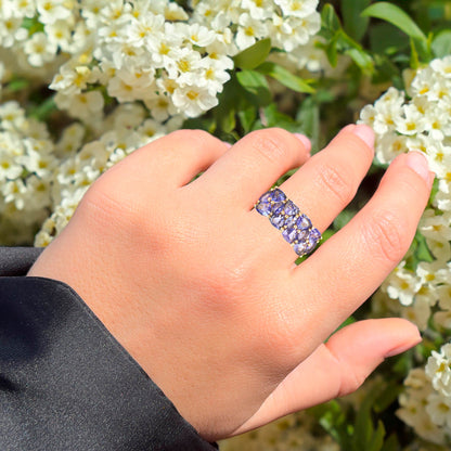 Natural Tanzanite Cluster Ring 2.54 Carats 9K Yellow Gold