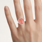 Peach Moonstone Ring 12.7 Carats Sterling Silver