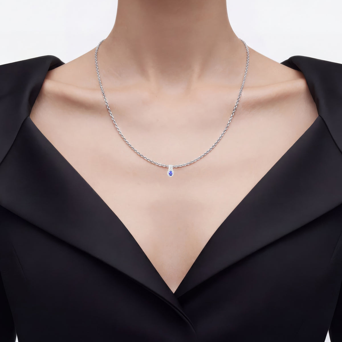 Tanzanite Pendant With White Topaz 0.76 Carats Sterling Silver