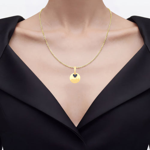 Blue Sapphire Mother Pendant 0.18 Carats Gold Plated Silver