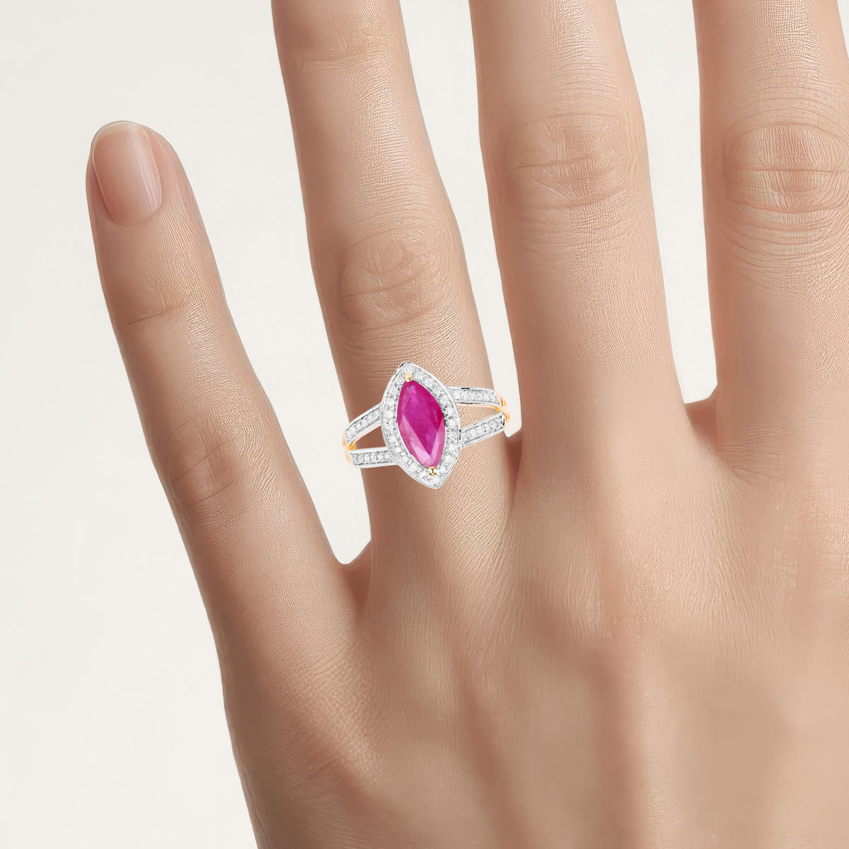 Ruby Ring With Diamonds 1.04 Carats 14K Yellow Gold