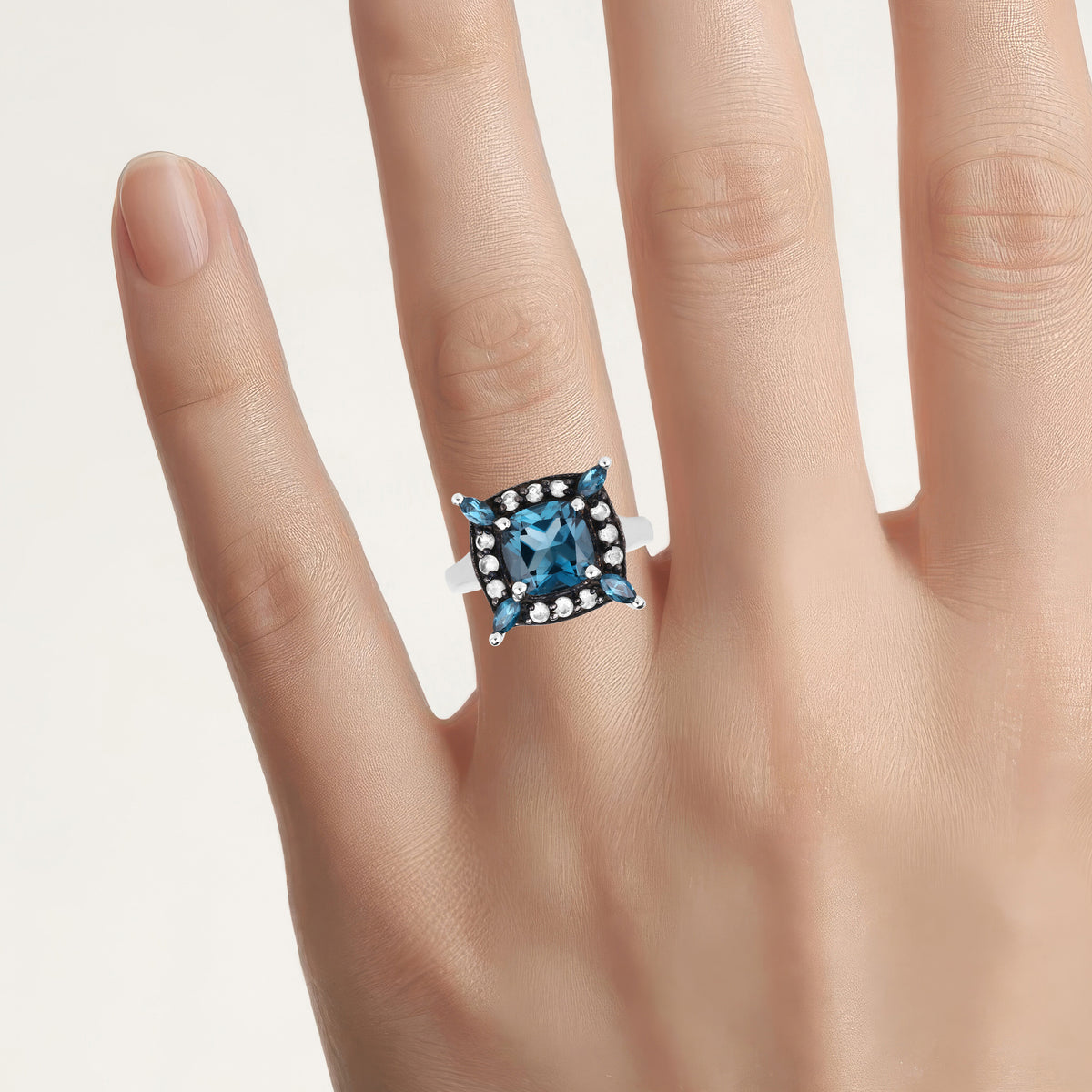 Multicolor Topaz Ring 3.18 Carats Sterling Silver