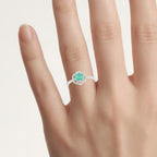 Zambian Emerald Ring With Diamonds 0.52 Carats 14K White Gold