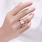 Morganite Ring With Diamonds 4.9 Carats 14K Rose Gold