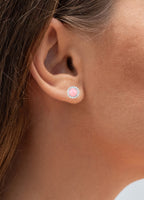 Natural Pink Opal Earrings With White Topaz 1.32 Carats Sterling Silver