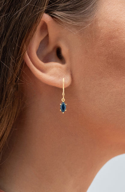 Natural Sapphire Dangle Earrings 1.18 Carats 10K Yellow Gold