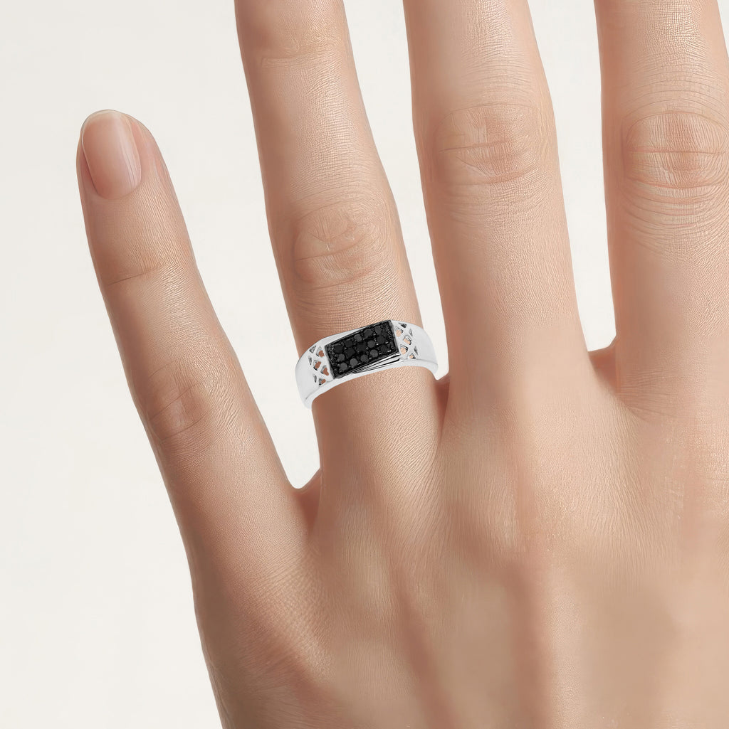 Black Diamond Ring 0.22 Carats Sterling Silver