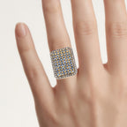 Blue Sapphire Ring With Diamonds 2.6 Carats Gold Plated Silver