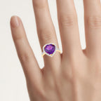 Amethyst Ring With White Topaz 4.82 Carats Gold Plated Silver