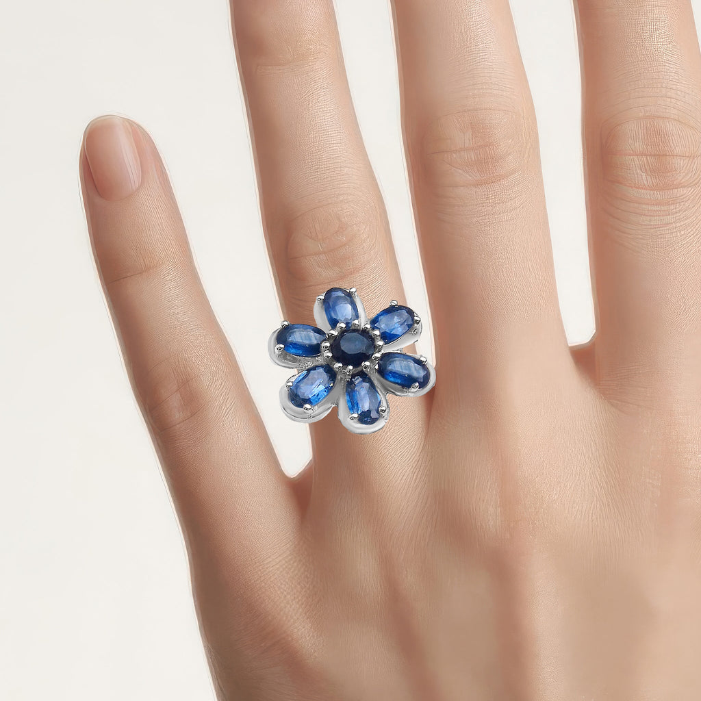 Blue Sapphire Ring 1.76 Carats Sterling Silver