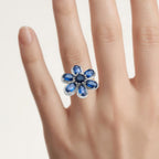 Blue Sapphire Ring 1.76 Carats Sterling Silver