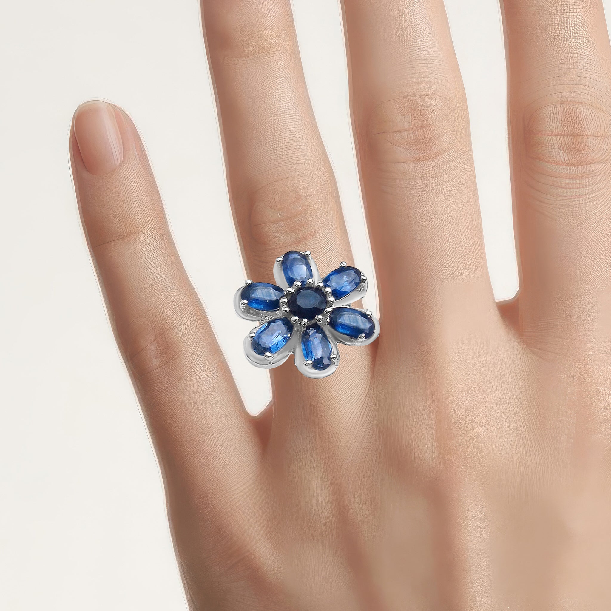 Blue Sapphire Ring 1.76 Carats Sterling Silver
