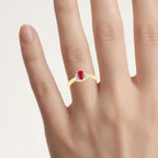 Ruby Ring With White Topaz 0.52 Carats Gold Plated Silver