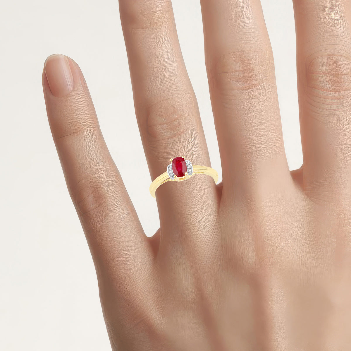 Ruby Ring With White Topaz 0.52 Carats Gold Plated Silver