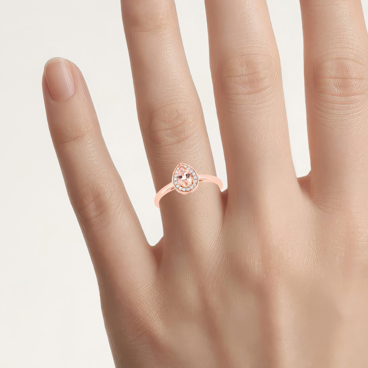 Morganite Ring With Diamonds 0.38 Carats 14K Rose Gold