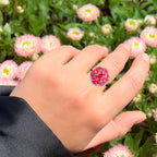 Natural Ruby Ring With White Topaz 4.60 Carats Gold Plated Silver