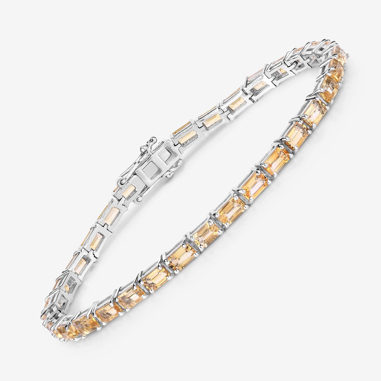 Citrine Tennis Bracelet 12.7 Carats Rhodium Plated Sterling Silver