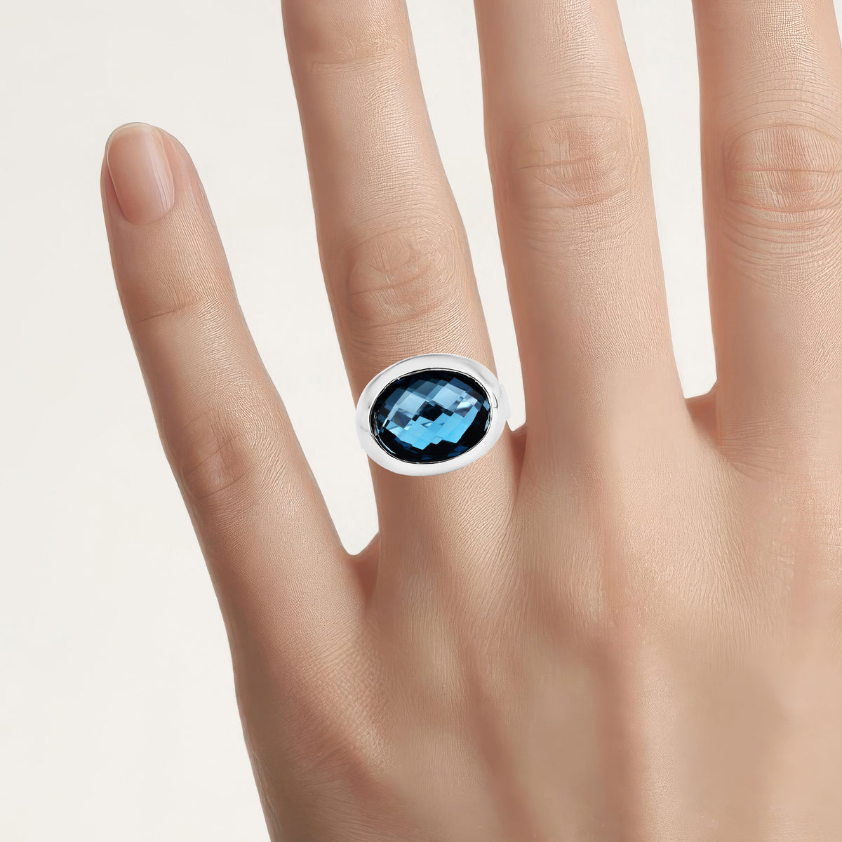 London Blue Topaz Ring 10.2 Carats Sterling Silver