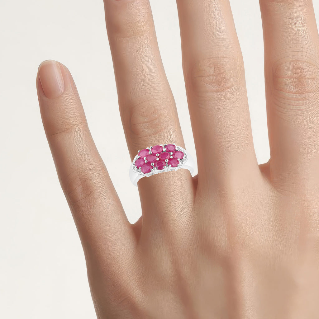 Ruby Ring 2.18 Carats Sterling Silver
