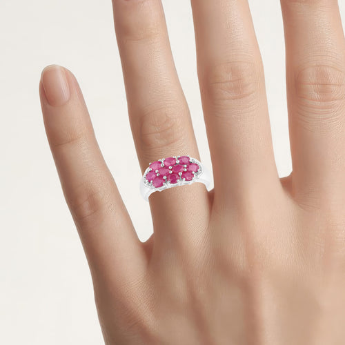 Ruby Ring 2.18 Carats Sterling Silver