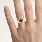 Black Diamond Ring 0.9 Carats Gold Plated Silver