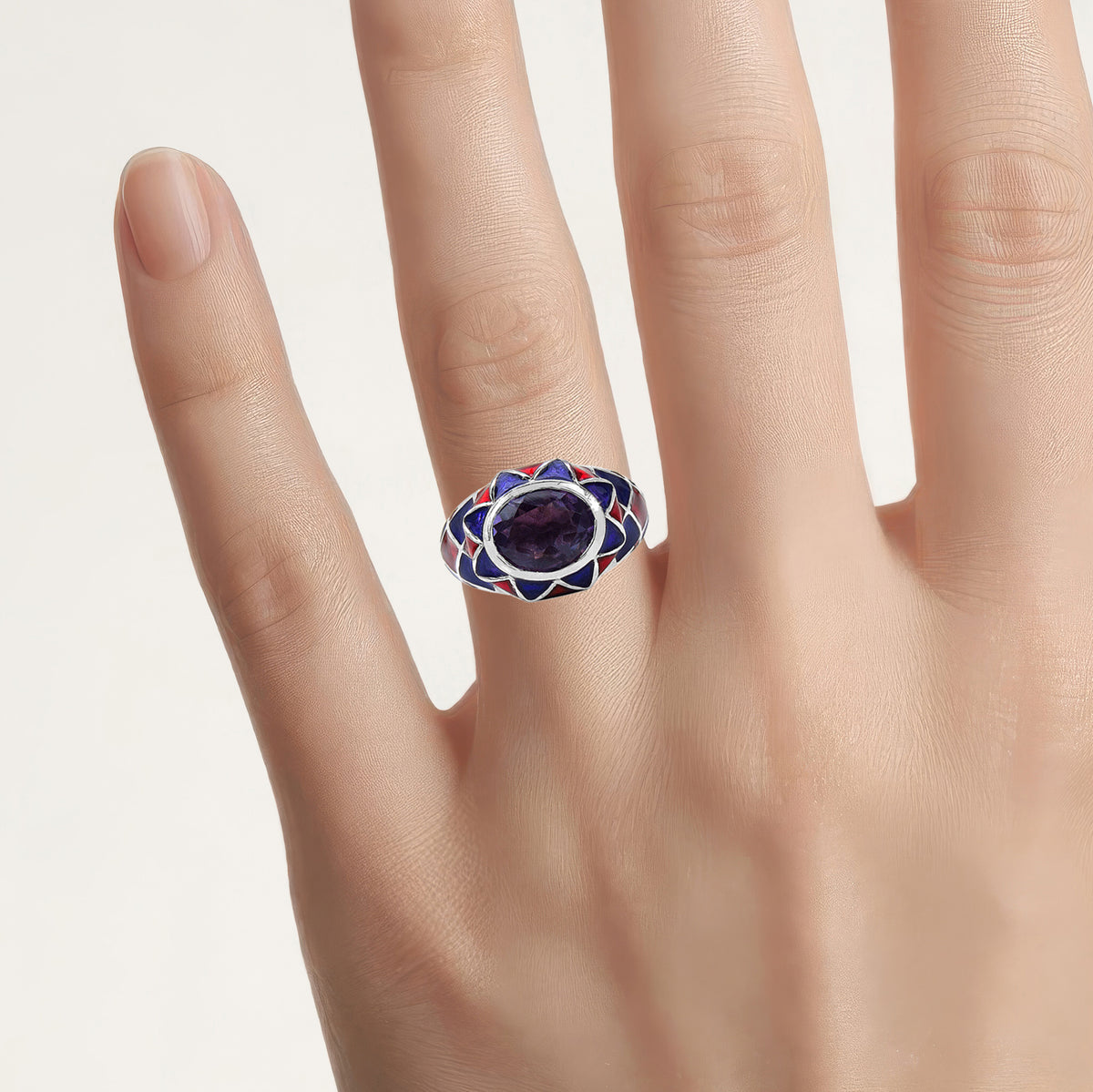 Amethyst Ring With Diamonds 2.15 Carats Sterling Silver