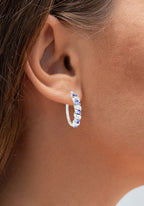 Tanzanite Hoop Earrings With White Topaz 1.04 Carats Sterling Silver